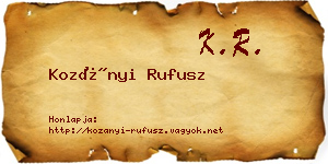 Kozányi Rufusz névjegykártya